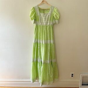 Vintage Gunne Sax style green maxi cottagecore perfection!
